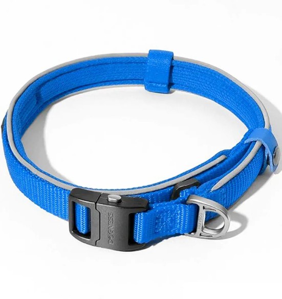 Ошейник для собак со светоотражающей окантовкой, синий (Dogness Reflective)