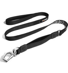 Амортизирующий поводок для собак со светоотражателем, чёрный/белый (Dogness Anti-Shock) – Ekspandriga – Dogness – Valgekihv