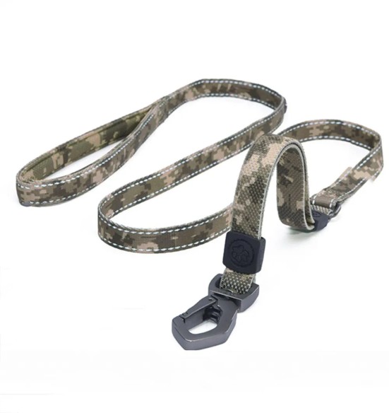 Поводок для собак амортизирующий, зелёный камуфляж (Dogness Camouflage)