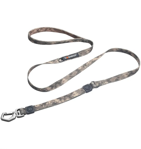 Поводок для собак амортизирующий, зелёный камуфляж (Dogness Camouflage)