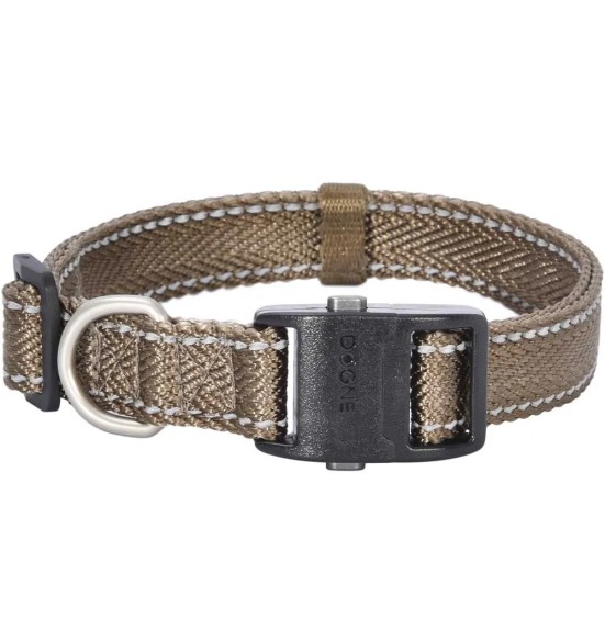 Kaelarihm koerale, nailonrihm helkurniitidega, pruun (Dogness Herringbone Webbing)