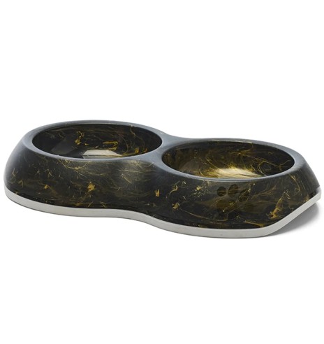 Миска из двух частей для домашнего любимца Delice Marble, черный и золотой мармор (Savic)