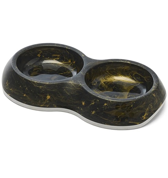 Kaheosaline kauss Delice Marble, must-kuldne marmor (Savic)