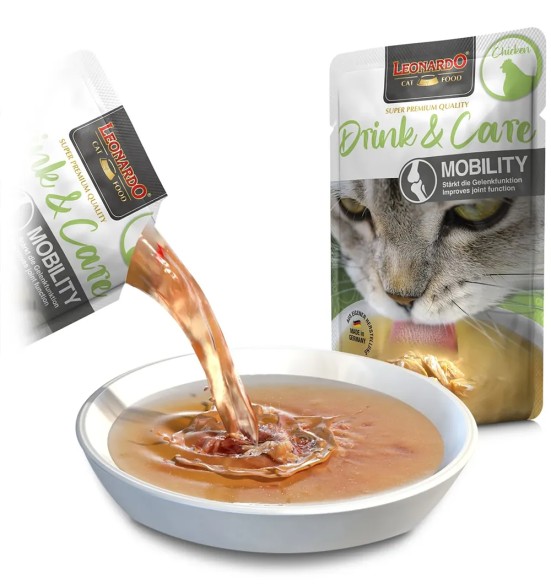 LEONARDO Drink & Care Mobility бульон консервированный для кошек, с курицей, в пакетике
