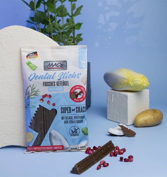 MAC’s Dental Sticks koertele, närimispulgad hammaste puhastamiseks, värske kodulinnulihaga