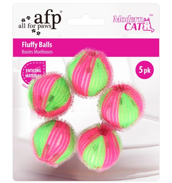 Pallid kassile kohevast materjalist, 5 tk, Fluffy Balls (AFP - Modern Cat)