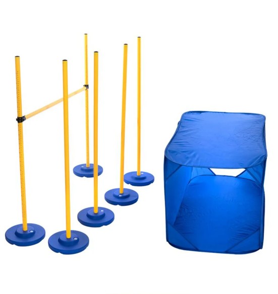 Agility komplekt slaalomipostide ja tunneliga (Pawise)