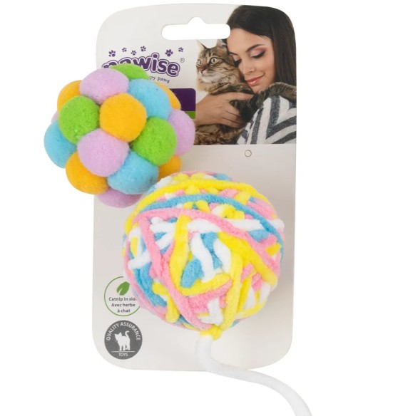 Kassi mänguasi, kaks kõrisevat palli Color Balls (Pawise)