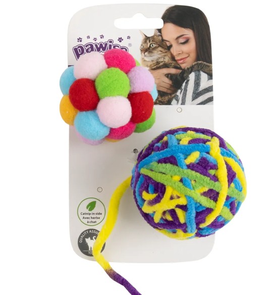 Kassi mänguasi, kaks kõrisevat palli Color Balls (Pawise)