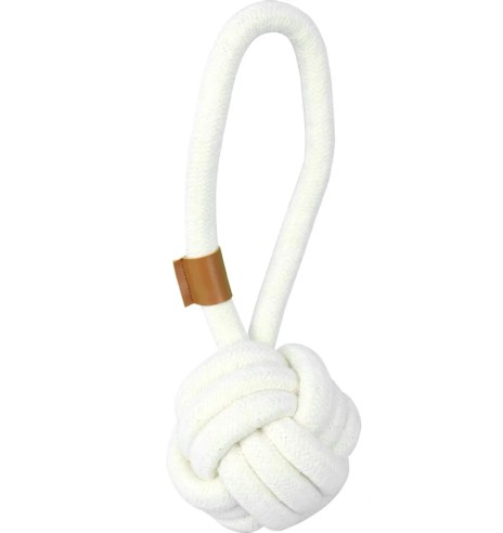 Кусалка-мяч, плетеный из хлопкового шнура, белая, Premium Cotton Ball (Pawise)