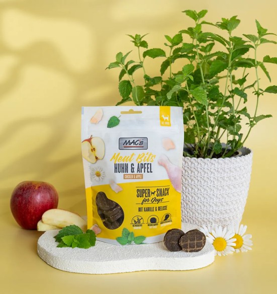 Лакомство для собак с курицей и яблоками, мягкое, беззерновое Mac's Meat Bits