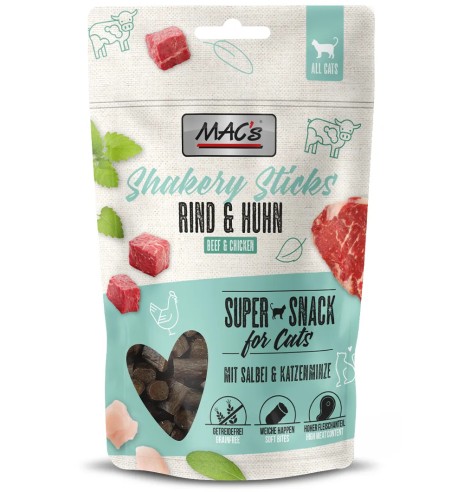 MAC's Shakery Sticks pehme maius kassile, veise- ja kanalihaga