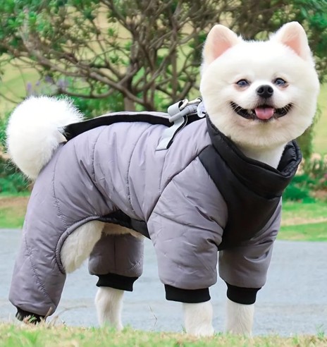 Куртка зимняя для собак с короткой шлейкой,...