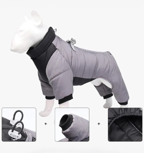 Куртка зимняя для собак с короткой шлейкой,...