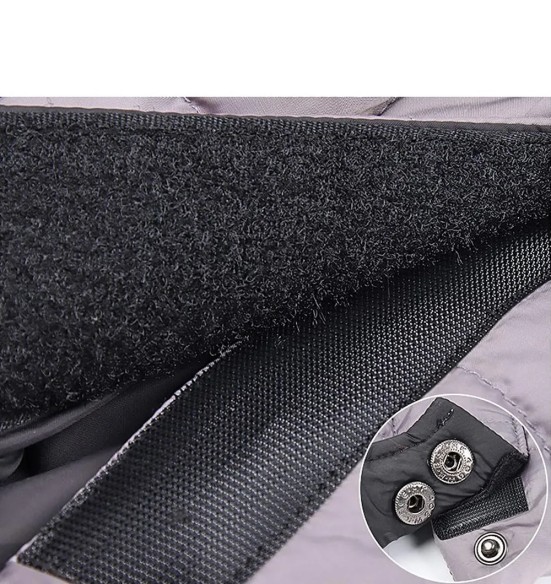 Куртка зимняя для собак с короткой шлейкой, длинные штанины, серо-черная (VPETBR-D83)