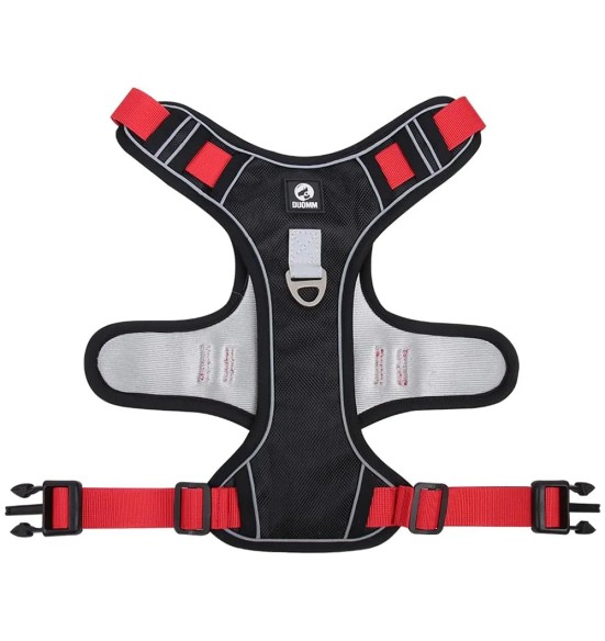 Tugevad traksid koerale, pehmendusega, must-punane (VPETBR-H3)