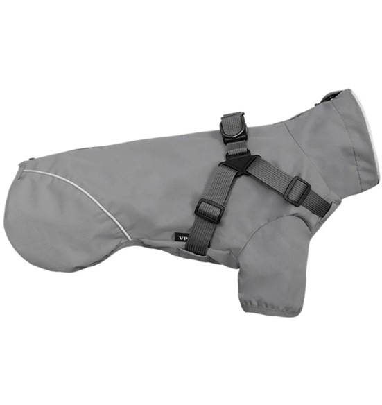 Дождевик для собак с вшитой шлейкой, серый (VPETBR-R60)