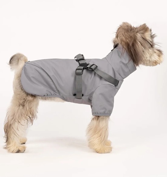 Дождевик для собак с вшитой шлейкой, серый (VPETBR-R60)