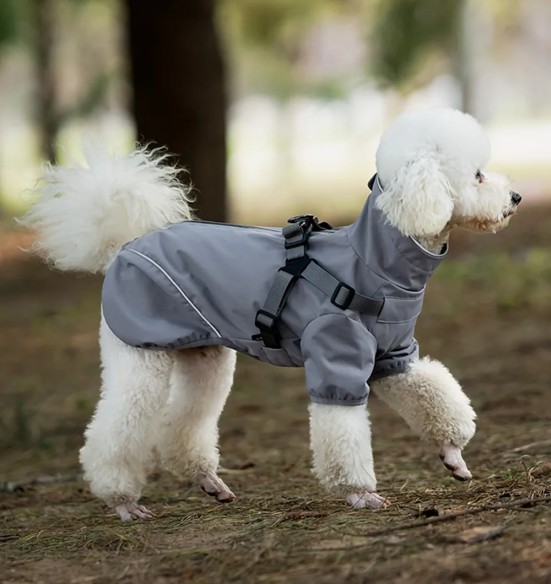 Дождевик для собак с вшитой шлейкой, серый (VPETBR-R60)