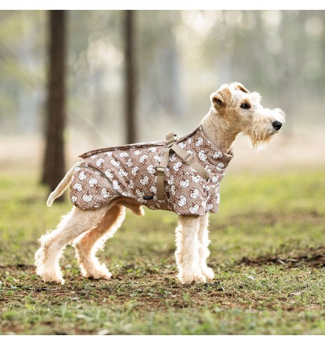 Зимняя куртка для собак с шлейкой, бежевая - с...