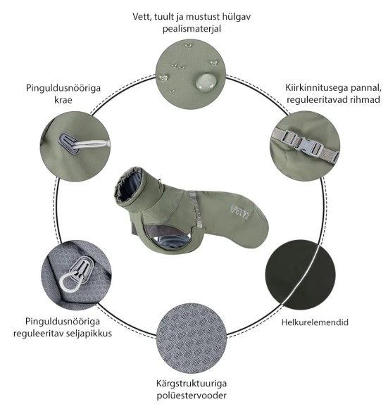 Koera talvejope, roheline (VPETBR-D117)