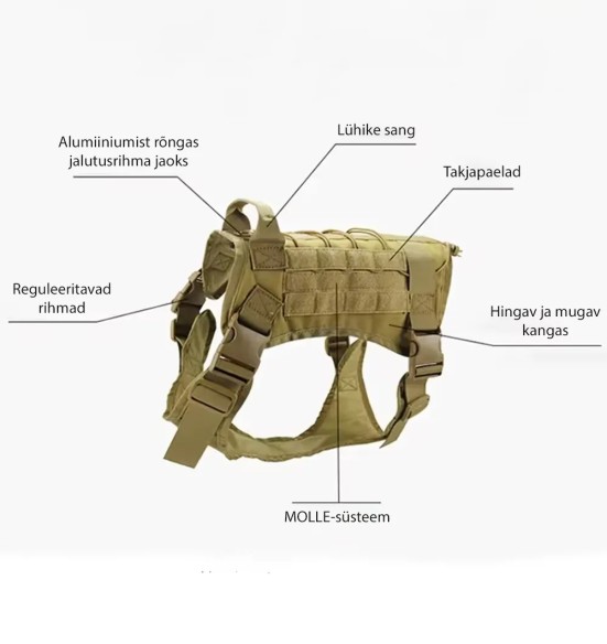 Taktikalised traksid koerale, rohekaspruun (VPETBR H4)