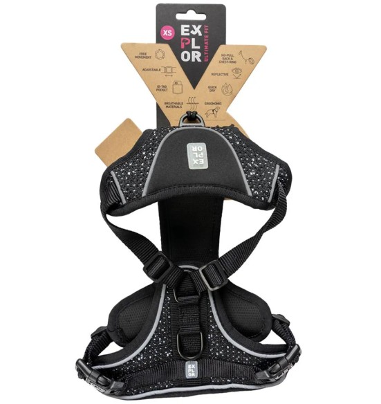 Tirimisvastased koera traksid, ergonoomilised, must graniit, EXPLOR Ultimate Fit Duvoplus