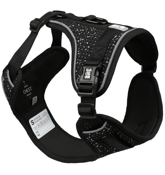 Tirimisvastased koera traksid, ergonoomilised, must graniit, EXPLOR Ultimate Fit Duvoplus