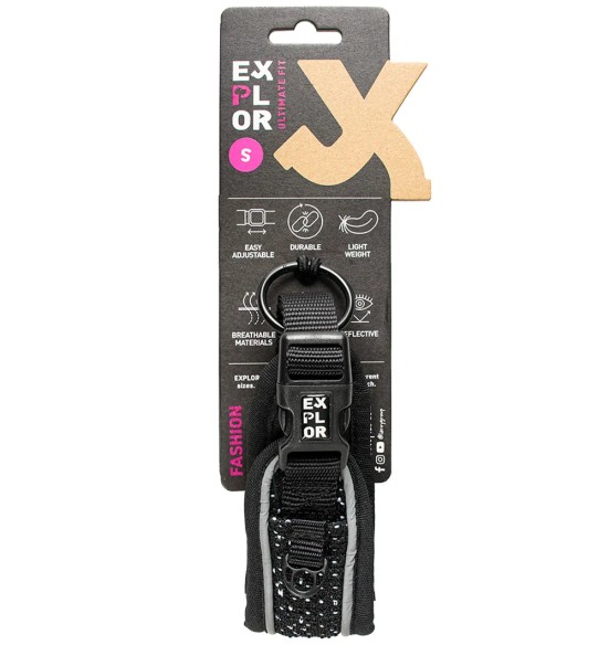 Koera kaelarihm, turvaline, must graniit, EXPLOR Ultimate Fit Control Duvoplus