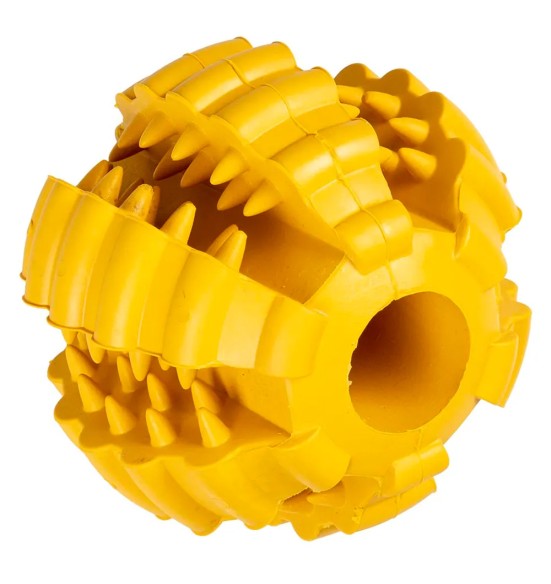 Hambaid hooldav kummist pall koerale Ø 9 cm, kollane, Griplay (Pawise)