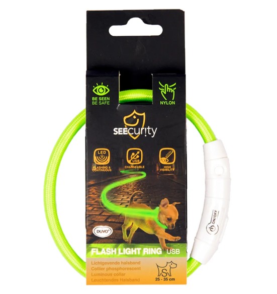 Kaelarihm koerale LED-valgustusega, nailonist, Flash Light Ring SEEcurity (Duvoplus)