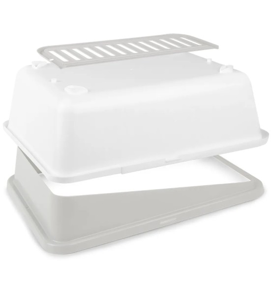 Kassi liivakast, lahtine kõrge äärisega, beež-valge (AFP - Go Fresh)