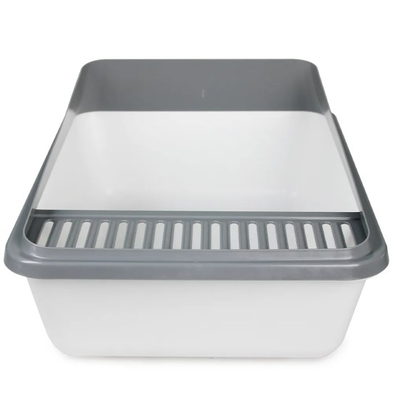 Открытый кошачий туалет со съёмным бортиком, серо-белый (AFP - Go Fresh)