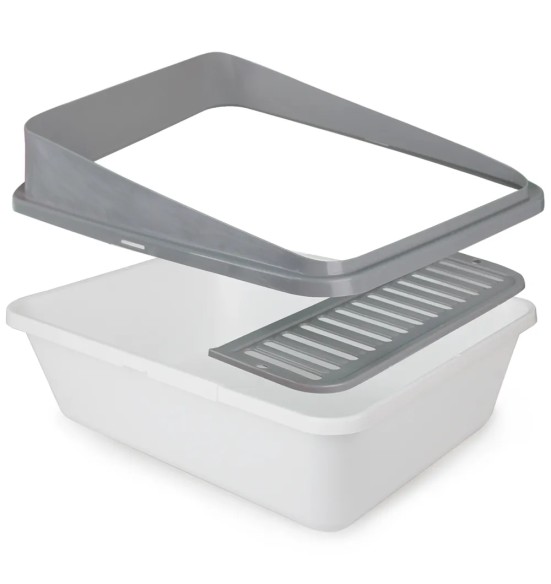 Открытый кошачий туалет со съёмным бортиком, серо-белый (AFP - Go Fresh)
