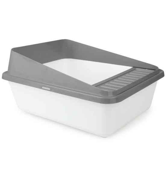 Открытый кошачий туалет со съёмным бортиком, серо-белый (AFP - Go Fresh)