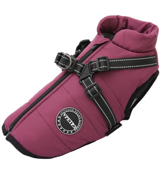 Куртка зимняя для собак с вшитой шлейкой, фиолетовая (VPETBR-D57)