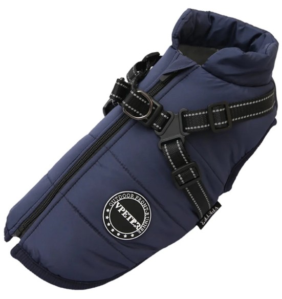 Koera talvejope külgeõmmeldud traksidega, sinine (VPETBR-D57)