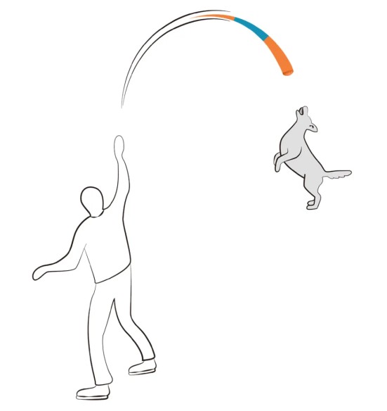 Мяч с нейлоновым «хвостом» для дальних бросков Tail Fetch Ball (AFP - Wag! Play)