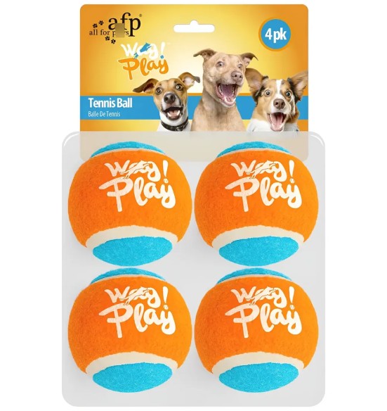 Игрушка для собак, теннисные мячи 4 шт (AFP - Wag! Play)
