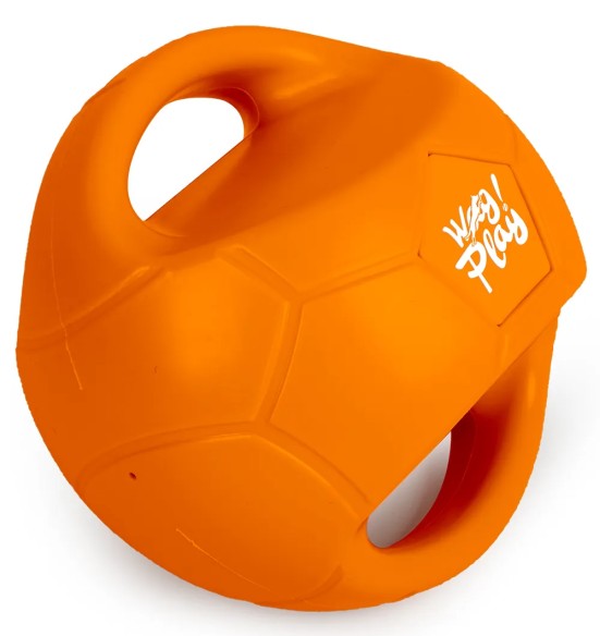 Mänguasi koerale, vastupidav pall kahe sangaga, ø 19 cm, oranž (AFP - Wag! Play)