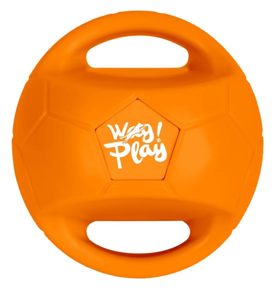 Mänguasi koerale, vastupidav pall kahe sangaga, ø 19 cm, oranž (AFP - Wag! Play)