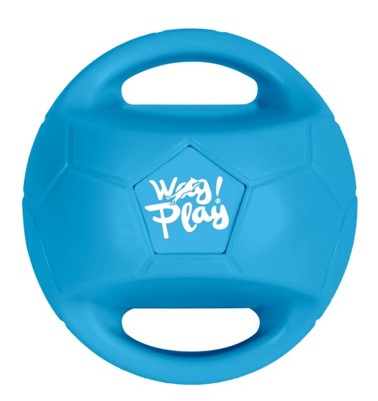Mänguasi koerale, vastupidav pall kahe sangaga, ø 14 cm, sinine (AFP - Wag! Play)