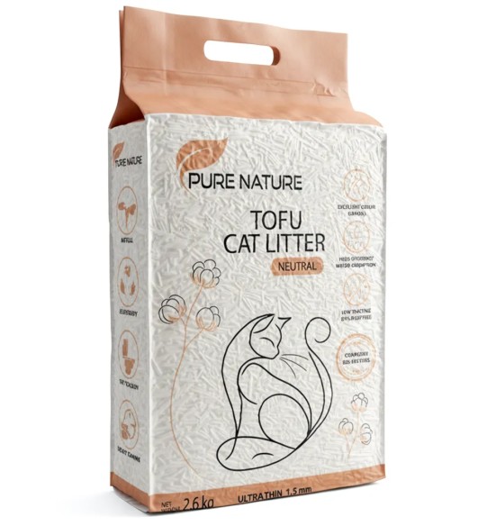 Pure Nature TOFU NEUTRAL наполнитель для кошачьего туалета с 3-ступенчатым контролем запаха