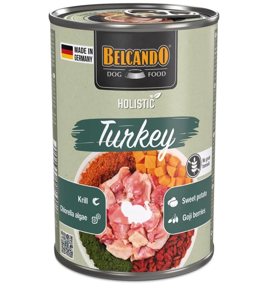BELCANDO HOLISTIC консервы для собак с индейкой, покрытые слоем суперфудов в желе