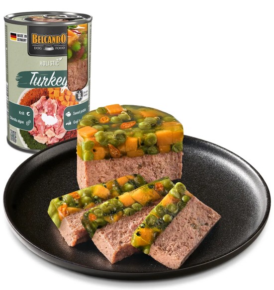 BELCANDO HOLISTIC консервы для собак с индейкой, покрытые слоем суперфудов в желе