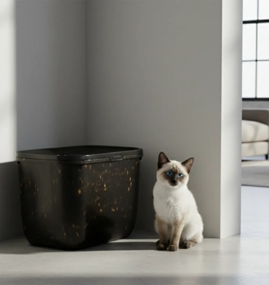 Savic HOP IN Marble туалет для кошек, чёрно-золотистый