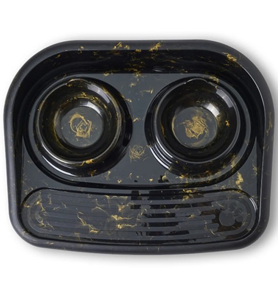 Savic Butler Marble двойная миска на подставке, чёрно-золотистая