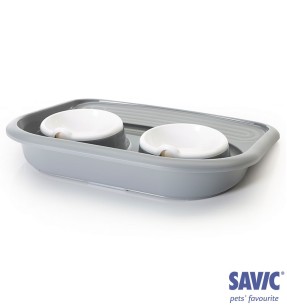 Savic Butler двойная миска на подставке, серая 2