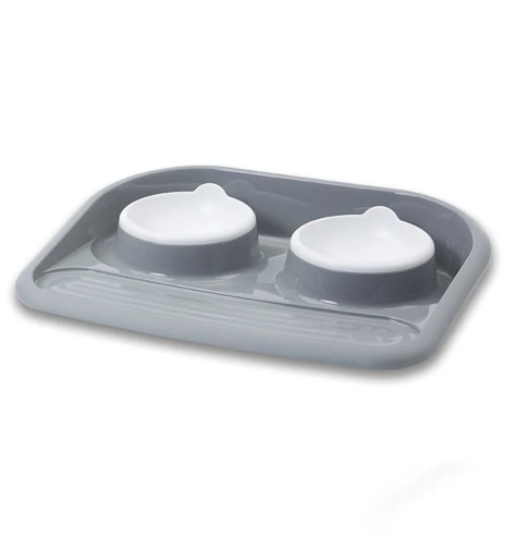 Savic Butler двойная миска на подставке, серая