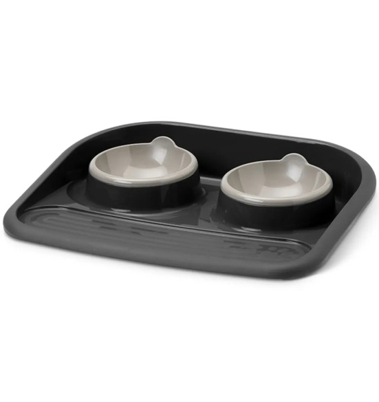 Savic Butler двойная миска на подставке, чёрная